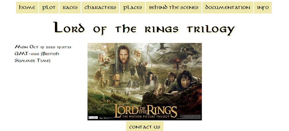 Screenshot of homepage website